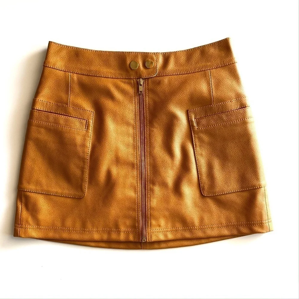 Free People Vegan Leather Mini Skirt NWOT SZ 2
